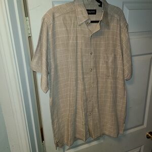 Stylish Mens Beige Plaid Button-Down Shirt